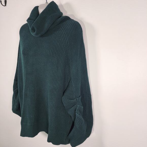 Cabi Women Pullover Sweater Small Green Knit Ruched Sleeve Cowl Neck Cotton 3532 - Picture 5 of 10